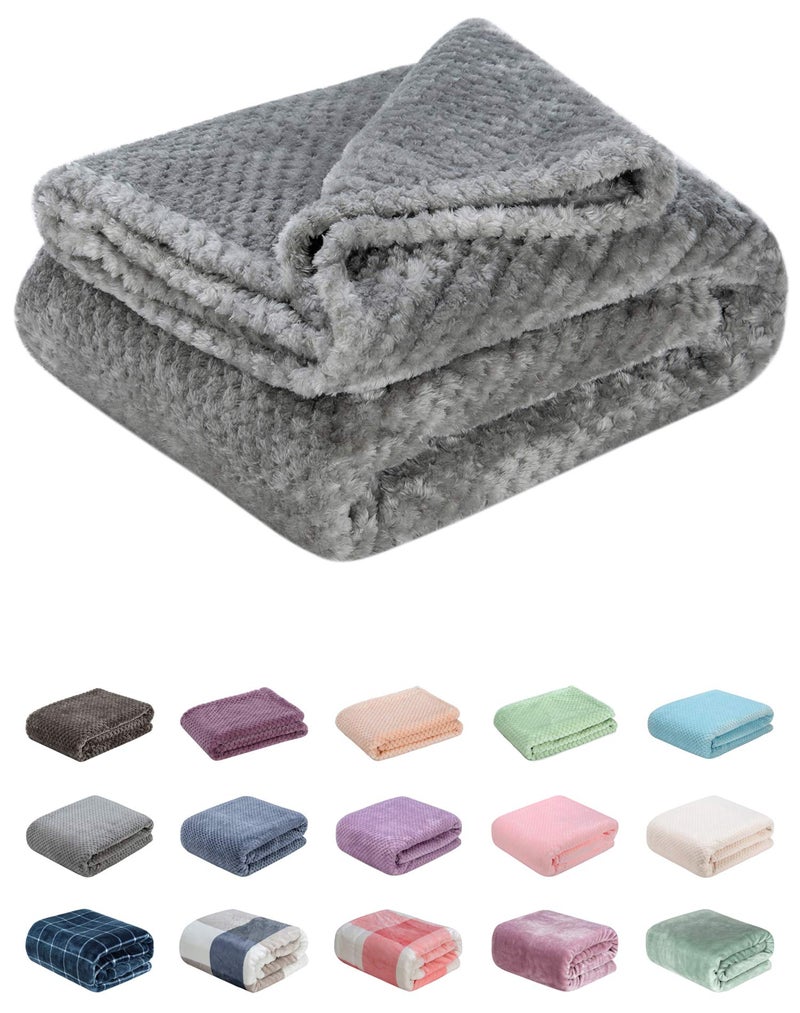 WONDER MIRACLE Fuzzy Throw Blanket, Plush Fleece Blankets for Adults, Toddler, Boys and Girls, Warm Soft Blankets and Throws for Bed, Couch, Sofa, Travel and Outdoor, Camping (40â€Ã—60â€, Flint Gray) - Image 1
